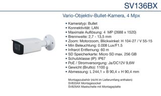 Daitem SV136BX 4MP Bulletkamera, Motorzoom -Auslauf-