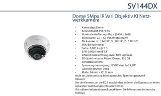 Daitem SV144DX 5MP Domekamera, Motorzoom