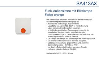 Daitem SA413AX Funk-Außensirene mit Blitzlampe orange