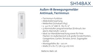 Daitem SH148AX Funk-Außen-Tierimmun-IR-Bewegungsmelder 3-5m Reichweite