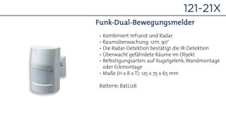 Daitem 121-21X Dual-Bewegungsmelder IR/Radar Raumüberwachung: 12m 90Grad