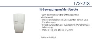 Daitem 172-21X Funk-IR-Bewegungsmelder Strecke Überwachungsbereich 12Grad/ 22m