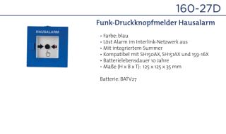 Daitem 160-27D Funk-Druckknopfmelder Hausalarm, blau