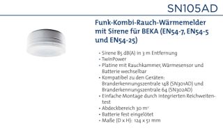 Daitem SN105AD Funk-Kombi-Rauch-Thermomelder mit Sirene