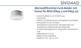 Daitem SN104AD Funk-Thermomelder mit Sirene