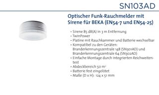 Daitem SN103AD Funk-Rauchmelder Optisch mit Sirene