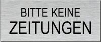 Aluminium-Klebeschilder in Edelstahloptik 60x25x1 mm "Bitte Keine Zeitung"