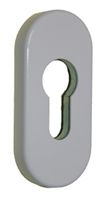 Schiebeschutzrosette für Met.-Türen/ oval 461/14, weiß-9016, 14 mm Stärke